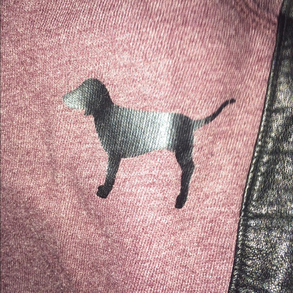 Victoria Sec Pink Burgundy joggers faux leather L - Picture 2 of 7